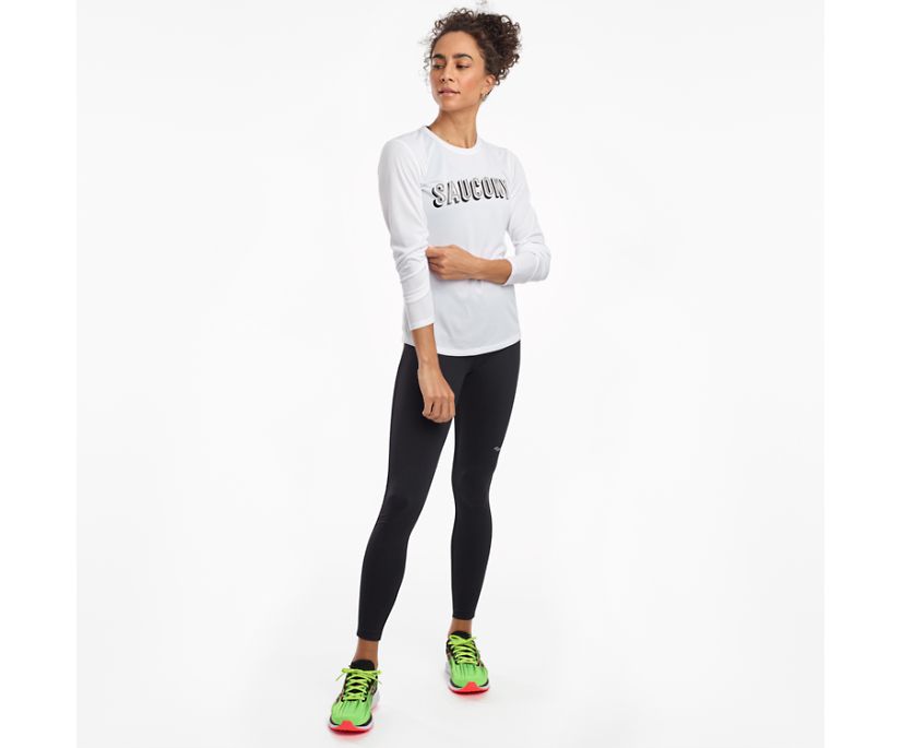 Saucony Stopwatch Long Sleeve Skjorta Dam Vita | Sverige 561LIS